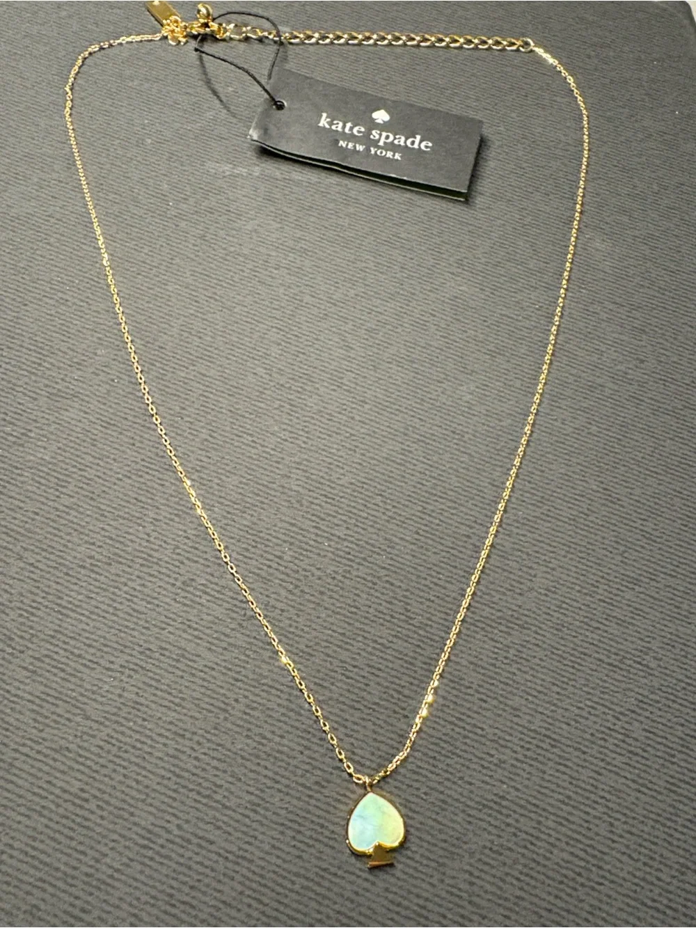 NWT kate spade gold-tone layered chain necklace with opal spade charm